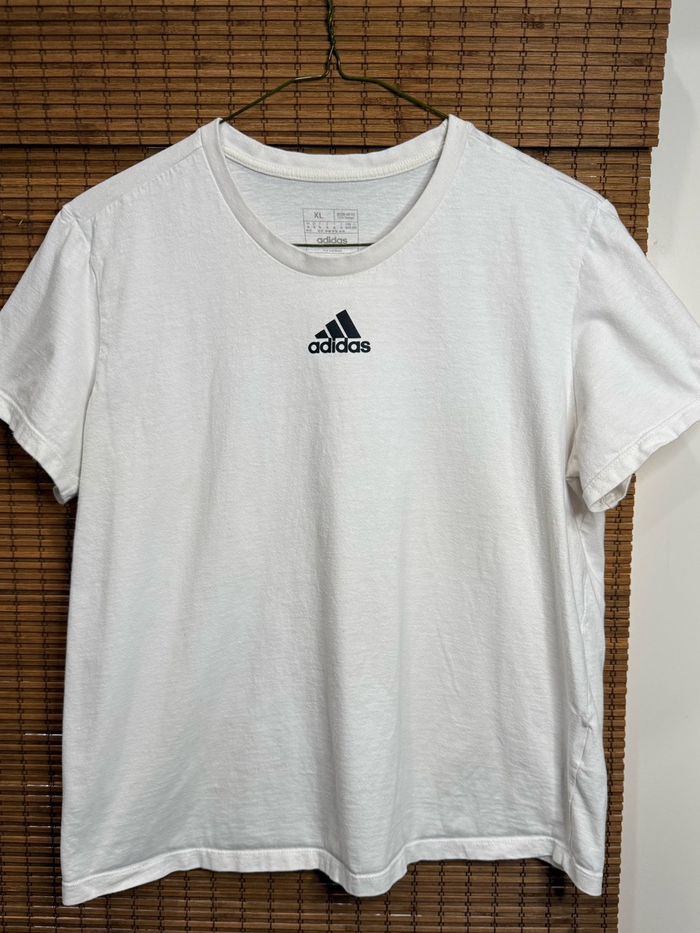 adidas White Crew Neck Tee with Black Logo